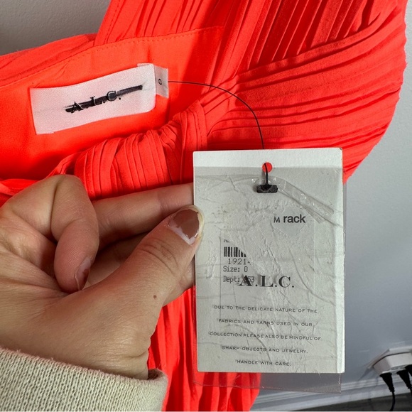 NWT A.L.C. Neon Orange Marbury One Shoulder Dress sz 0 - Picture 6 of 8